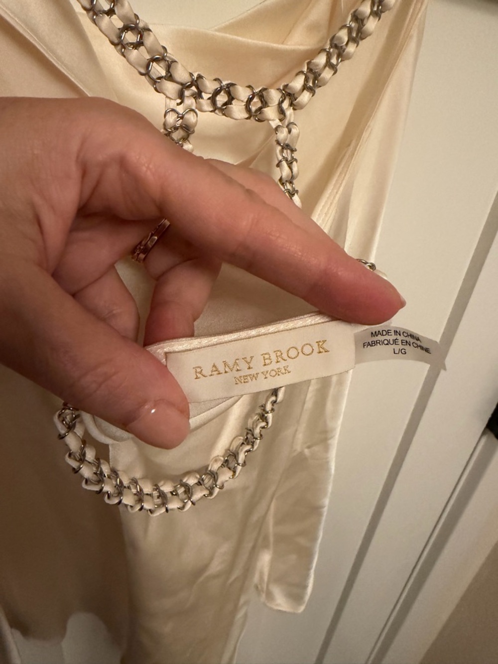 Ramy Brook 100% Silk Cream Backless
Embellished Camisole Blouse Size Large - Picture 3 of 5